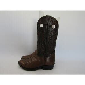 Adams Mens Sz 8 D Two Tone Brown Leather Buckaroo Cowboy 12" Shaft Boots